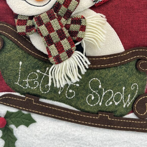 Holiday Time 48-Inch Tree Skirt Snowman Red Green Let It Snow Appliqué Christmas - Picture 3 of 10
